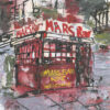 Mars Bar, NYC mixed media painting on 8"x8" wood panel by Rick Casados