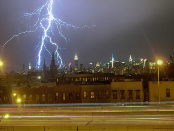 Lightning hitting city NYC by Rick Casados