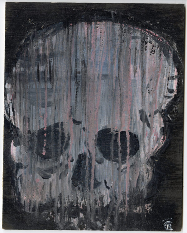 Skull #1 mixed media painting by Rick Casados