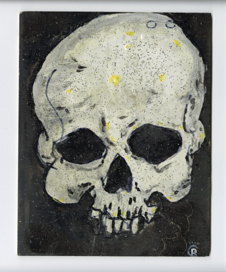 Skull #2 mixed media painting by Rick Casados