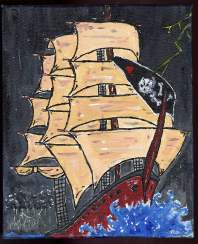 Pirate Ship acrylic painting by Rick Casados
