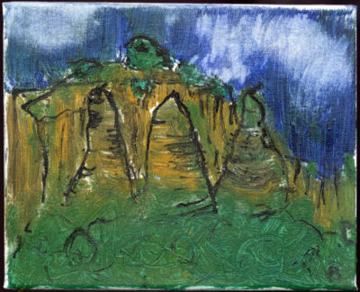 Tent Rocks acrylic & marker painting by Rick Casados